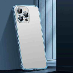 For iPhone 14 Pro Spring Buckle Metal Frosted Phone Case(Sierra Blue)