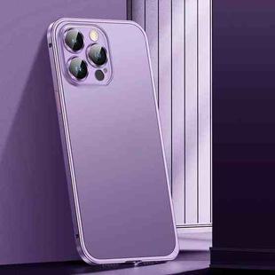 For iPhone 13 Pro Spring Buckle Metal Frosted Phone Case(Purple)