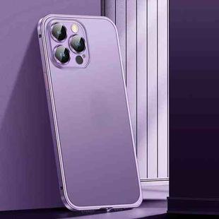 For iPhone 13 Pro Max Spring Buckle Metal Frosted Phone Case(Purple)