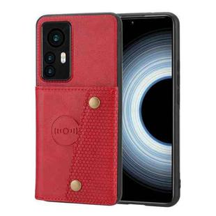 For Xiaomi 12T Pro Double Buckle Card Slots Magnetic Phone Case(Red)