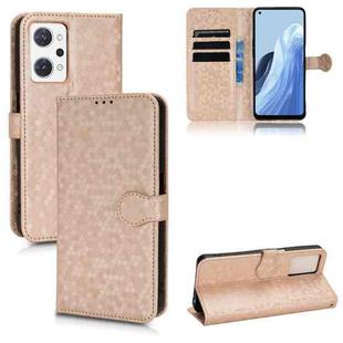 For OPPO Reno7 A JP Version Honeycomb Dot Texture Leather Phone Case(Gold)