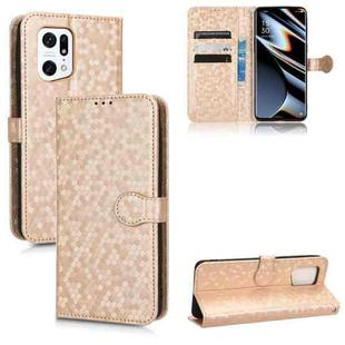 For OPPO Find X5 Pro Honeycomb Dot Texture Leather Phone Case(Gold)