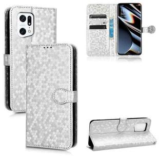 For OPPO Find X5 Pro Honeycomb Dot Texture Leather Phone Case(Silver)