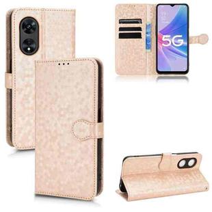 For OPPO A97 5G Honeycomb Dot Texture Leather Phone Case(Gold)