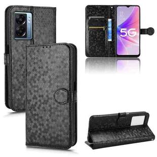 For OPPO A57 5G Honeycomb Dot Texture Leather Phone Case(Black)