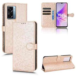 For OPPO A57 5G Honeycomb Dot Texture Leather Phone Case(Gold)