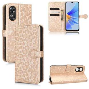 For OPPO A17 Honeycomb Dot Texture Leather Phone Case(Gold)