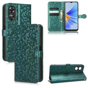 For OPPO A17 Honeycomb Dot Texture Leather Phone Case(Green)