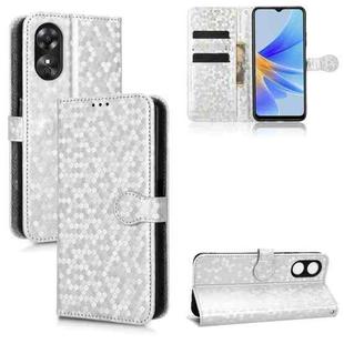 For OPPO A17 Honeycomb Dot Texture Leather Phone Case(Silver)