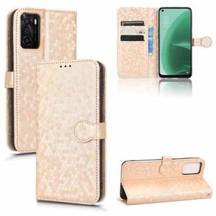 For OPPO A55s 5G / CPH2309 Honeycomb Dot Texture Leather Phone Case(Gold)