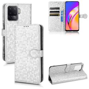 For OPPO A94 4G Honeycomb Dot Texture Leather Phone Case(Silver)