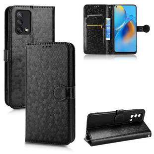 For OPPO F19 4G / A74 4G Honeycomb Dot Texture Leather Phone Case(Black)