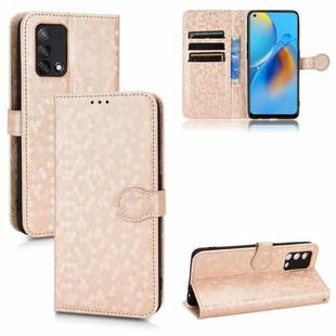 For OPPO F19 4G / A74 4G Honeycomb Dot Texture Leather Phone Case(Gold)