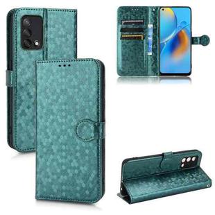 For OPPO F19 4G / A74 4G Honeycomb Dot Texture Leather Phone Case(Green)