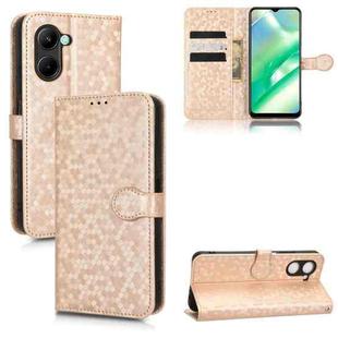 For Realme C22 4G Honeycomb Dot Texture Leather Phone Case(Gold)