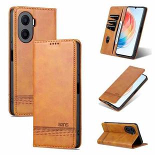 For Honor Play 40 Plus AZNS Magnetic Calf Texture Flip Leather Phone Case(Light Brown)