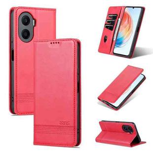 For Honor Play 40 Plus AZNS Magnetic Calf Texture Flip Leather Phone Case(Red)