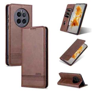 For Huawei Mate 50 / Mate 50E AZNS Magnetic Calf Texture Flip Leather Phone Case(Dark Brown)
