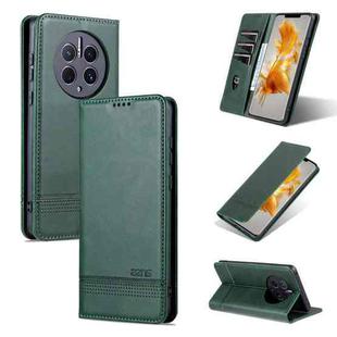 For Huawei Mate 50 Pro AZNS Magnetic Calf Texture Flip Leather Phone Case(Dark Green)