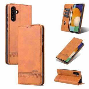For Samsung Galaxy A14 5G AZNS Magnetic Calf Texture Flip Leather Phone Case(Light Brown)