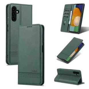 For Samsung Galaxy A14 5G AZNS Magnetic Calf Texture Flip Leather Phone Case(Dark Green)