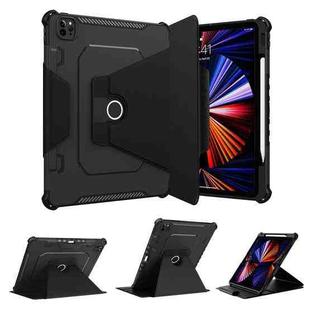 360 Degree Rotating Armored Smart Tablet Leather Case For iPad Pro 12.9 inch 2022/2021/2020/2018(Black)