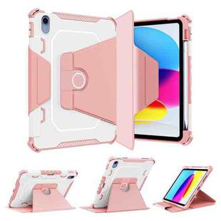 360 Degree Rotating Armored Smart Tablet Leather Case For iPad 10th Gen 10.9 2022(Pink)