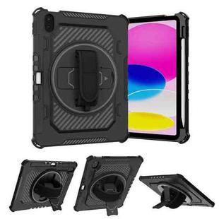 For iPad 10th Gen 10.9 2022 Shockproof Tablet Case with Holder & Hand Strap(Black)