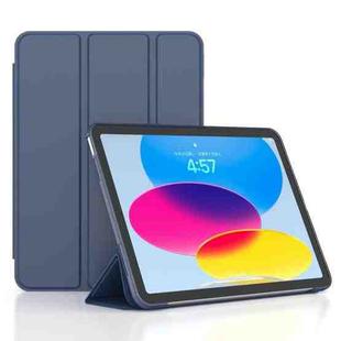 For iPad 10th Gen 10.9 2022 3-fold TPU Leather Smart Tablet Case(Dark Blue)