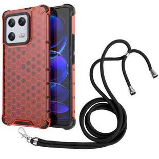 For Xiaomi 13 Pro Lanyard Honeycomb Phone Case(Red)