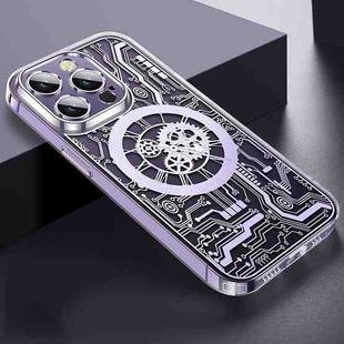 For iPhone 14 Pro Max Punk Machinery MagSafe Magnetic Phone Case(Transparent Purple)