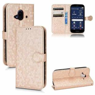 For Fujitsu Arrows F-52B Honeycomb Dot Texture Leather Phone Case(Gold)