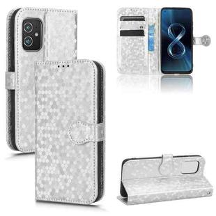For Asus Zenfone 8 ZS590KS Honeycomb Dot Texture Leather Phone Case(Silver)