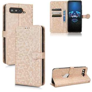 For Asus ROG Phone 5 Honeycomb Dot Texture Leather Phone Case(Gold)