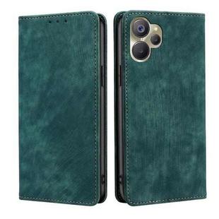 For Realme 9i 5G Global/10 5G RFID Anti-theft Brush Magnetic Leather Phone Case(Green)