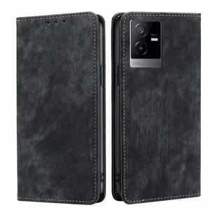 For vivo T2x 5G/Y73t/iQOO Z6x RFID Anti-theft Brush Magnetic Leather Phone Case(Black)