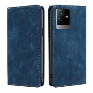 For vivo T2x 5G/Y73t/iQOO Z6x RFID Anti-theft Brush Magnetic Leather Phone Case(Blue)