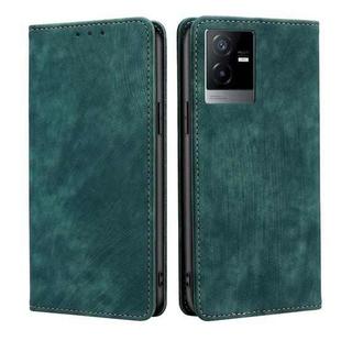 For vivo T2x 5G/Y73t/iQOO Z6x RFID Anti-theft Brush Magnetic Leather Phone Case(Green)