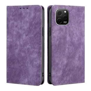 For Huawei nova Y61 RFID Anti-theft Brush Magnetic Leather Phone Case(Purple)