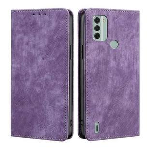 For Nokia C31 RFID Anti-theft Brush Magnetic Leather Phone Case(Purple)