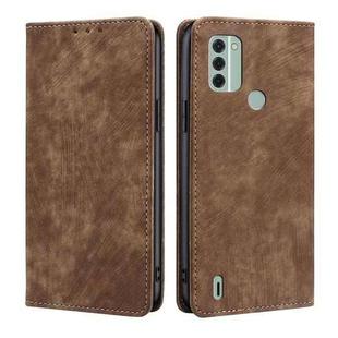 For Nokia C31 RFID Anti-theft Brush Magnetic Leather Phone Case(Brown)