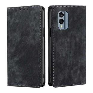For Nokia X30 5G RFID Anti-theft Brush Magnetic Leather Phone Case(Black)