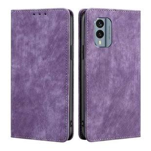 For Nokia X30 5G RFID Anti-theft Brush Magnetic Leather Phone Case(Purple)
