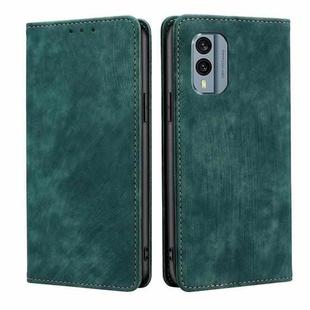 For Nokia X30 5G RFID Anti-theft Brush Magnetic Leather Phone Case(Green)