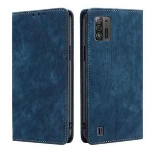 For ZTE Blade A52 Lite RFID Anti-theft Brush Magnetic Leather Phone Case(Blue)