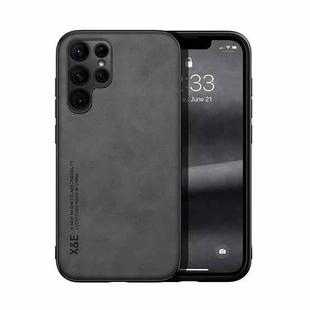 For Samsung Galaxy S23 Ultra 5G Skin Feel Magnetic Leather Phone Case(Dark Grey)