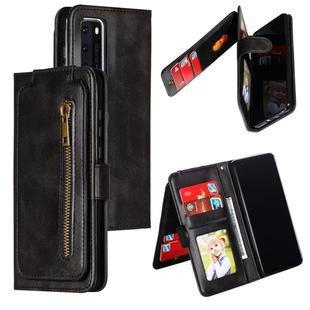 For Huawei P40 Nine Card Zipper Bag Horizontal Flip Leather Case With Holder & Card Slots & Photo Frame & Wallet(Black)