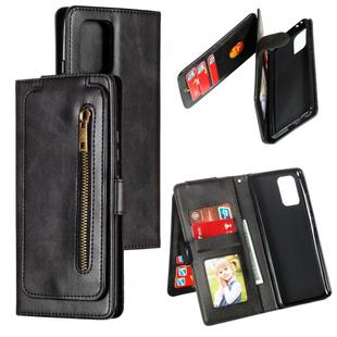 For Galaxy A91 Nine Card Zipper Bag Horizontal Flip Leather Case With Holder & Card Slots & Photo Frame & Wallet(Black)