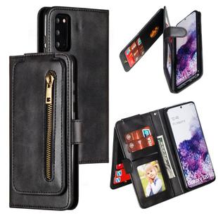 For Galaxy S20 Nine Card Zipper Bag Horizontal Flip Leather Case With Holder & Card Slots & Photo Frame & Wallet(Black)