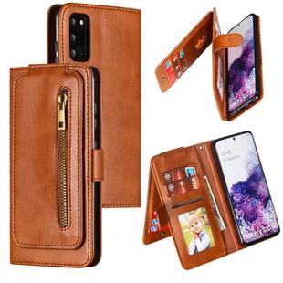 For Galaxy S20 Nine Card Zipper Bag Horizontal Flip Leather Case With Holder & Card Slots & Photo Frame & Wallet(Brown)